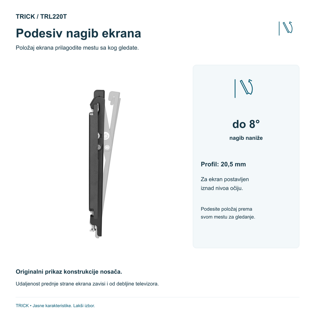 TRICK TRL220T – nagib naniže do 8 stepeni i profil 20,5 mm