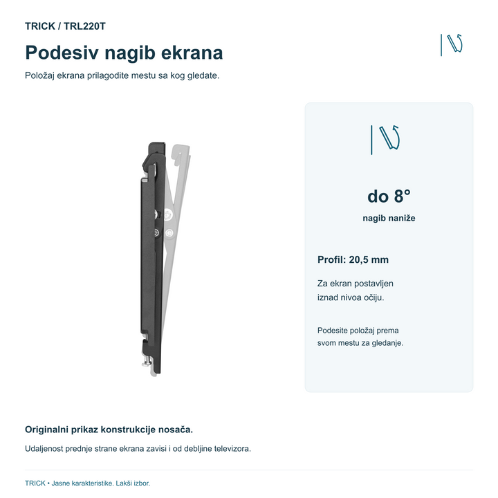 TRICK TRL220T – nagib naniže do 8 stepeni i profil 20,5 mm