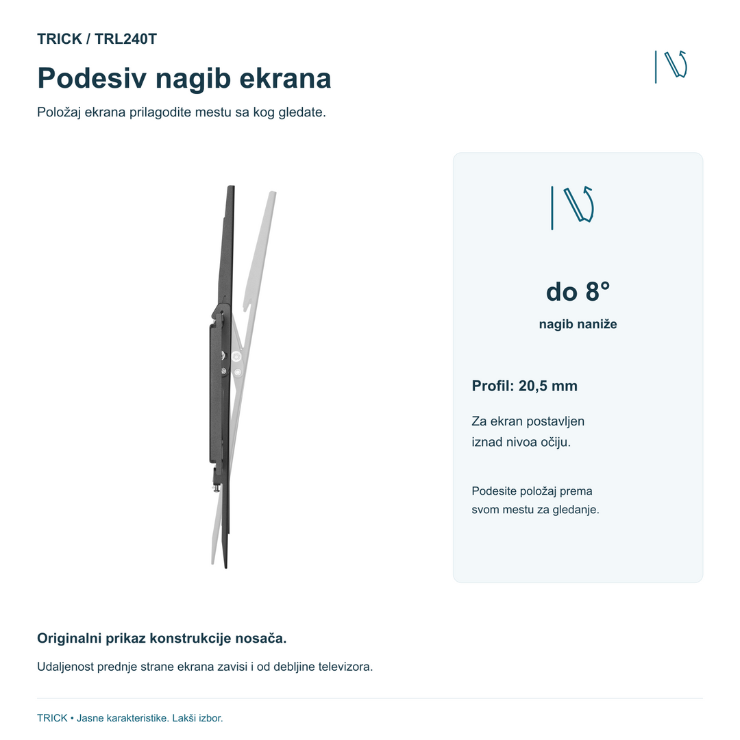 TRICK TRL240T – nagib naniže do 8 stepeni i profil 20,5 mm
