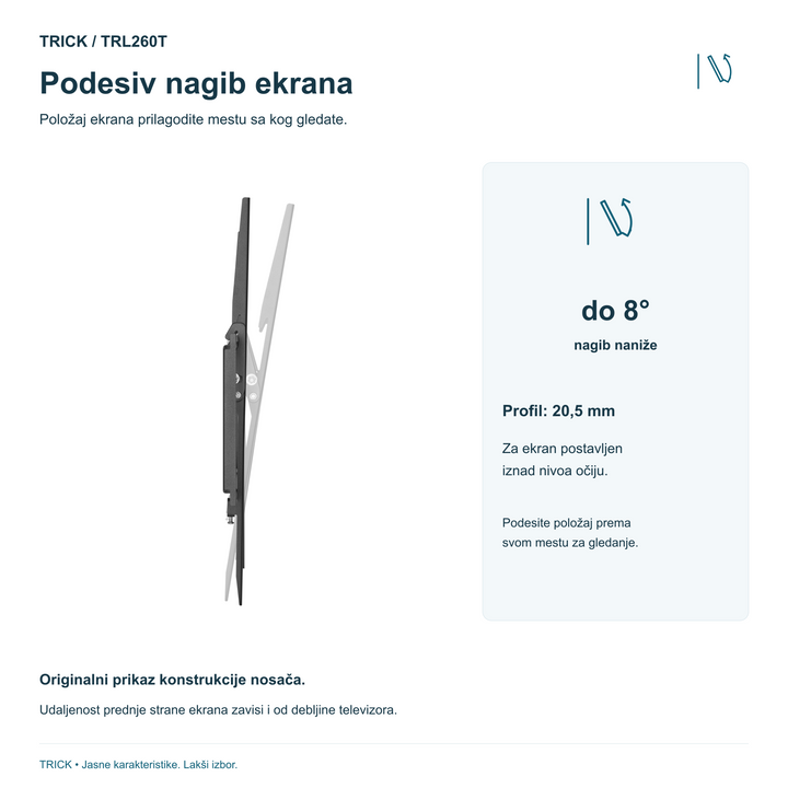 TRICK TRL260T – nagib naniže do 8 stepeni i profil 20,5 mm
