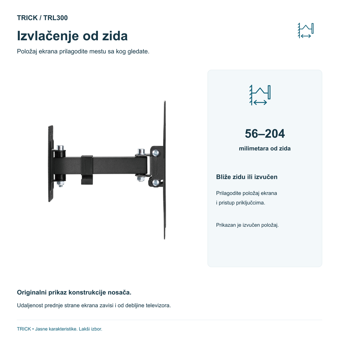 TRICK TRL300 – izvlačenje od zida 56–204 mm
