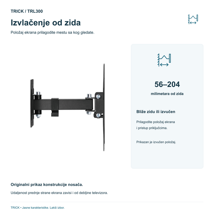 TRICK TRL300 – izvlačenje od zida 56–204 mm