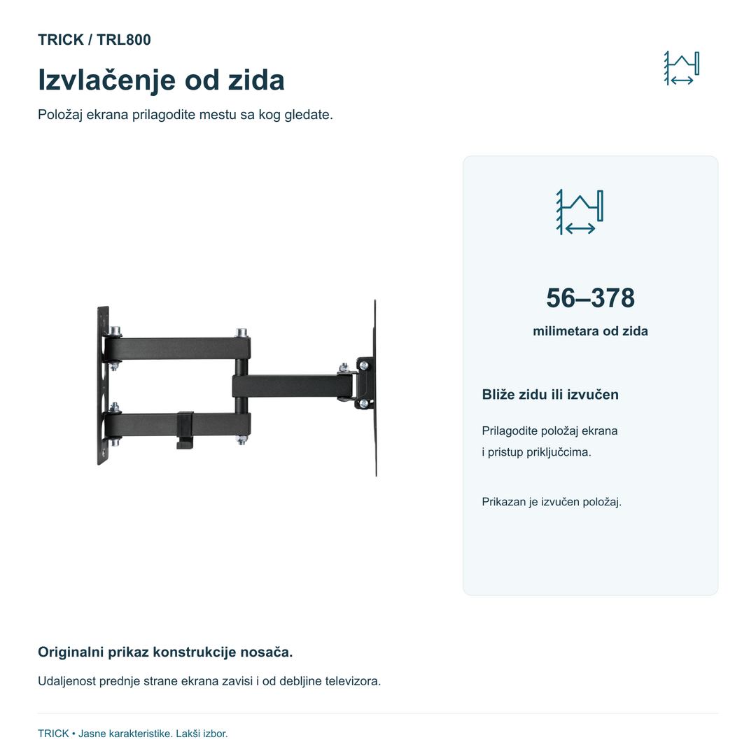 TRICK TRL800 – izvlačenje od zida 56–378 mm
