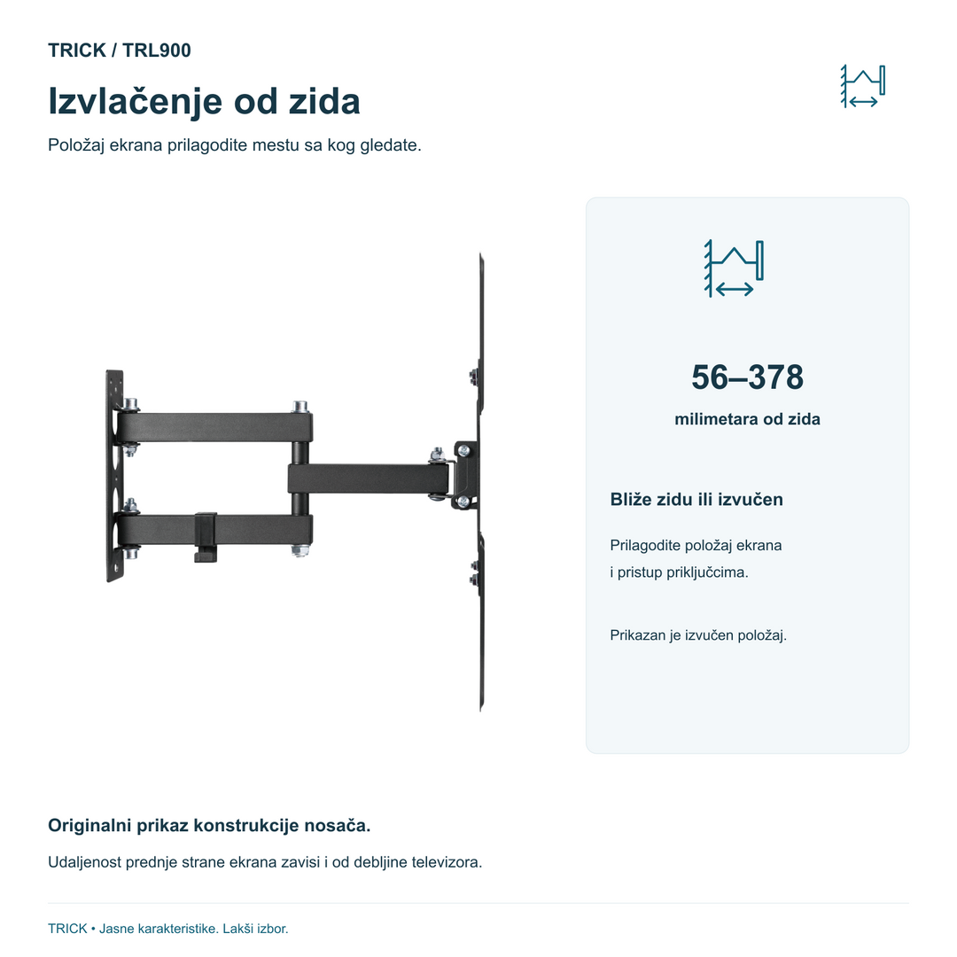TRICK TRL900 – izvlačenje od zida 56–378 mm
